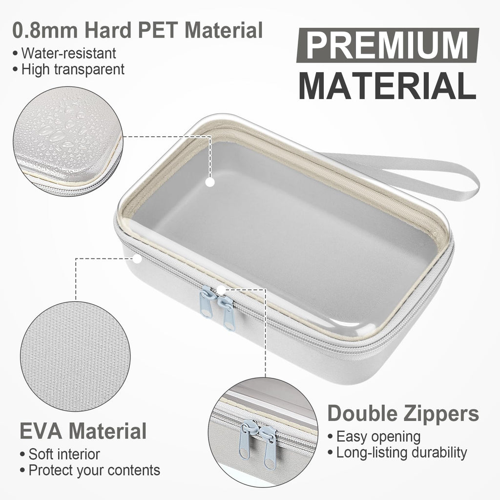 Gaillty 4 Pcs Hard Clear Zipper Case Hard Shell Plastic Pencil Case Large Transparent Pencil Box Portable Travel Organizer Toy Storage Bins for Home Office Cosmetics(Gray,Dark Blue,Blue,Black)