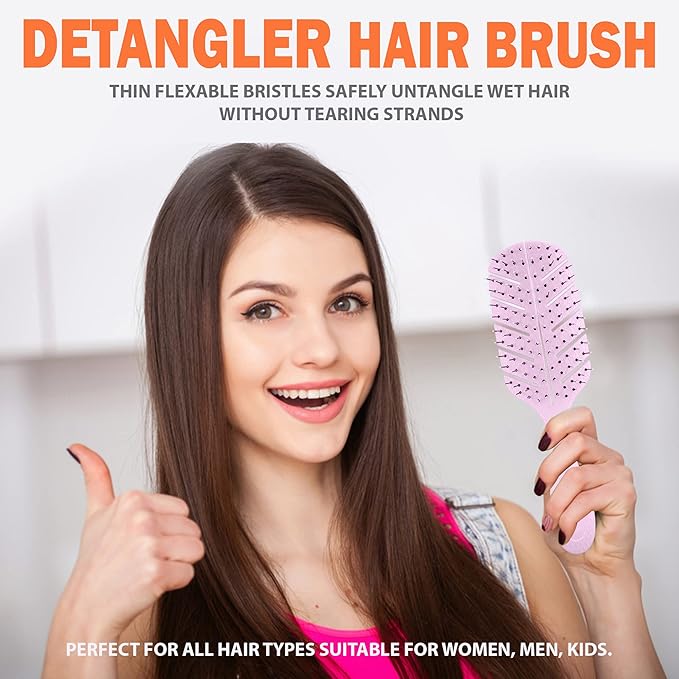 Detangler Brush by Fiora Naturals - 100% Bio-Friendly Detangling brush w/Ultra-Soft Bristles - Glide Through Tangles with Ease - For Curly, Fine, Black Natural, Women, Men, Kids - Dry and Wet Hair