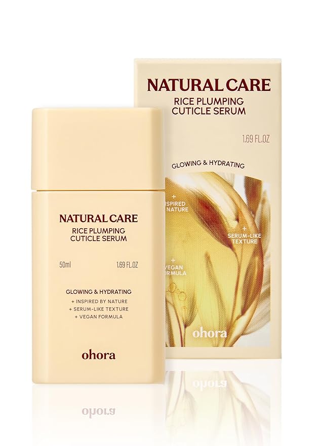 ohora Natural Care Rice Plumping Cuticle Serum – Hydrating Nail Serum with Rice & Soybean Extract, Collagen, Vitamin E & Peptides – Fast-Absorbing, Non-Greasy Nail & Cuticle Care