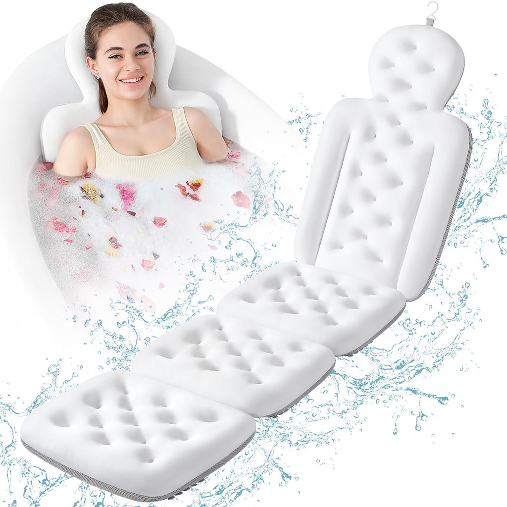 Full Body Bath Pillow for Tub, Bathtub Cushion with 160 Suction Cups