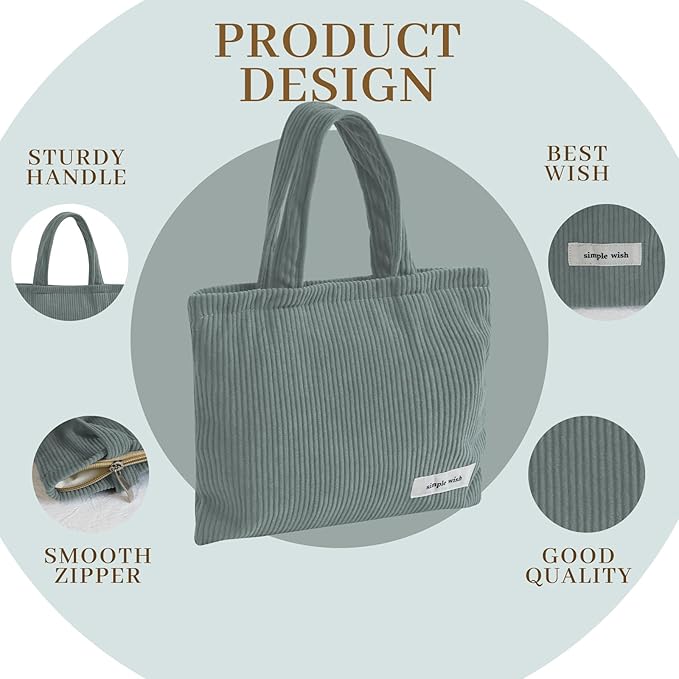 Wudygirl Makeup Bag Travel Cosmetic Bag for Women Small Makeup Pouch with Handle Zipper Cosmetic Pouch Handbag Aesthetic 8.3" x 6.7"(Dark Gray)