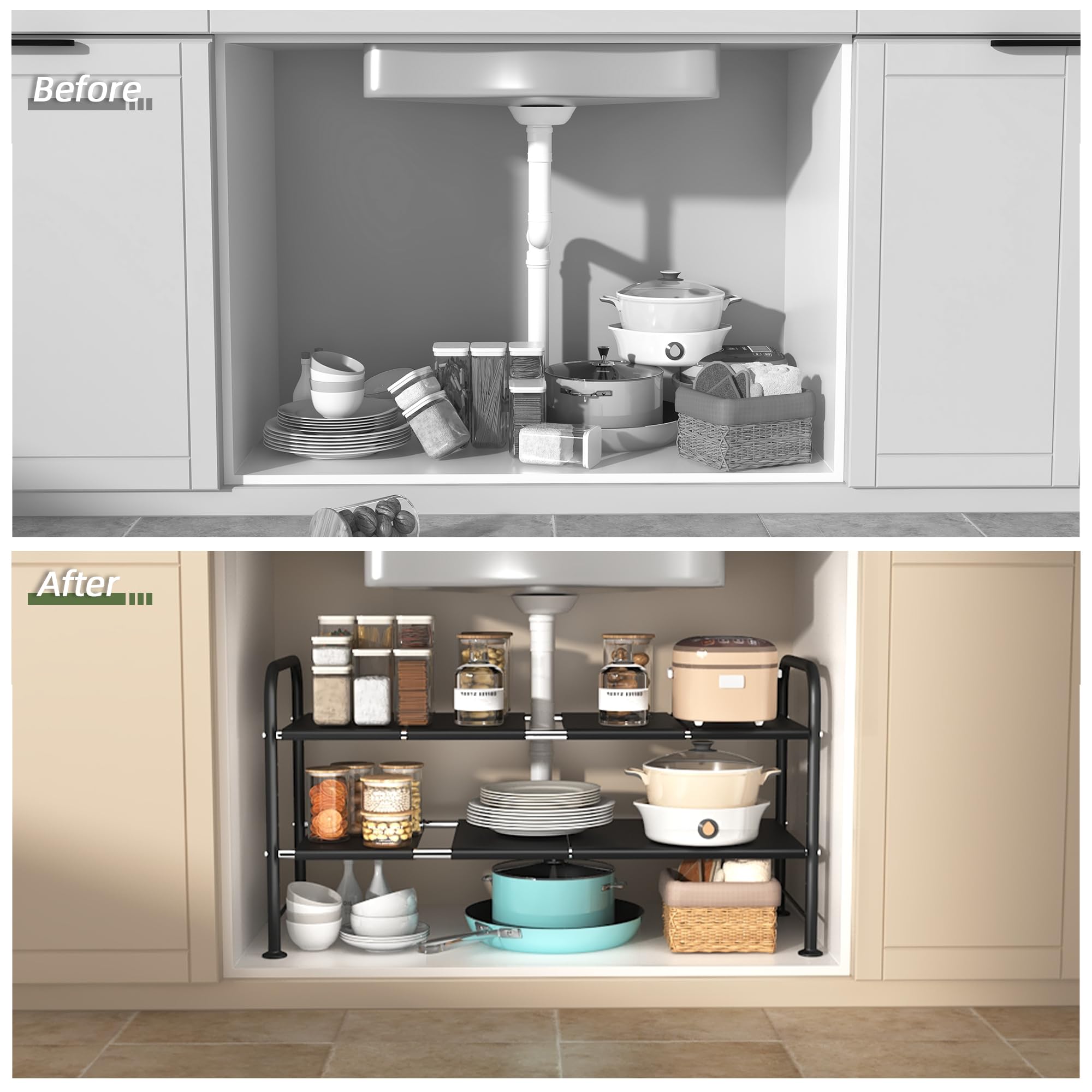 Under Sink Organizers and Storage,Expandable under cabinet organizer Shelf