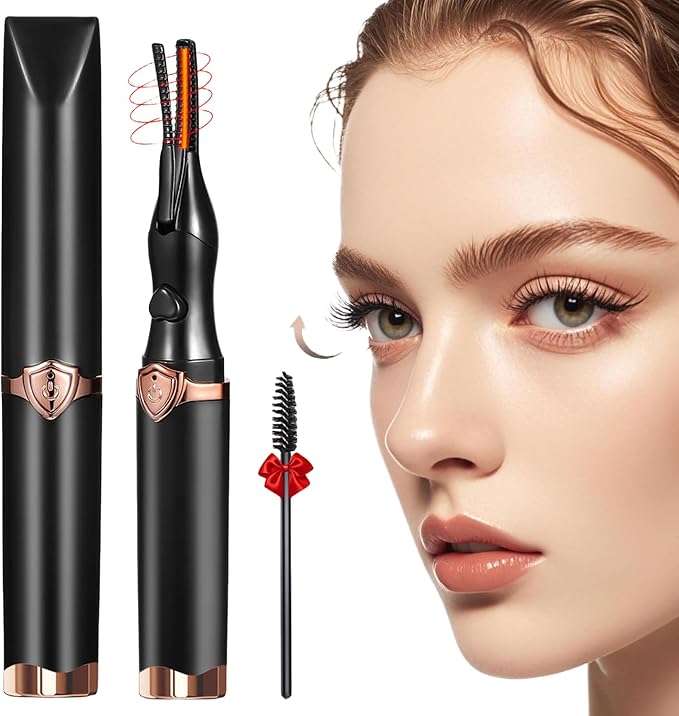 Heated Eyelash Curler - 2-in-1 Clip-Type Design, 3 Temperature Modes, USB Rechargeable Electric Eyelash Curler, Natural Curling 24H Long-Lasting Curl, Gift for Women & Girls, Brown Black