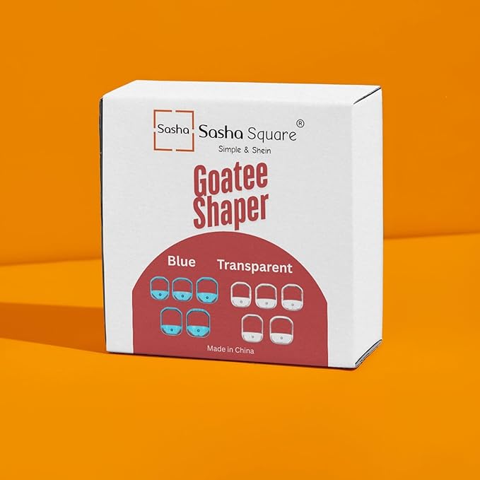 Sasha Square Goatee Beard Shaper Template for Men, Goatee & Beard Trimming Shaving Kit, Saves Time (Blue)