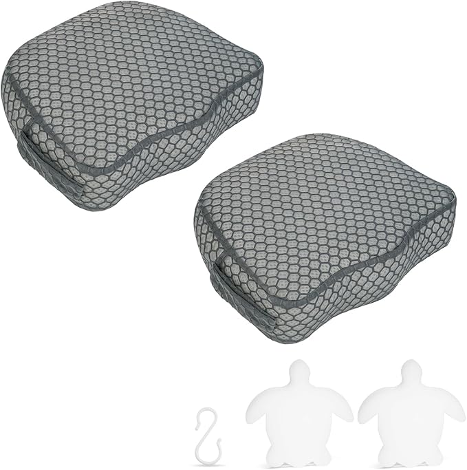Hot Tub Booster Seat, Weighted SPA Booster Seat Cushion for Adults, 3D Air Mesh Hot Tub Seat Accssories with Non-Slip Micro Dot Bottom,Indoor or Outdoor Quick Dry Hot Tub Pillow (2 Pack-Grey)