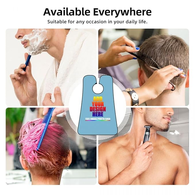 Custom Beard Bibs Apron Personalized Beard Hair Catcher Add Photo Picture Text Waterproof Beard Shave Cape for Shaving Trimming for Birthday Father's Day Gifts Sky Blue