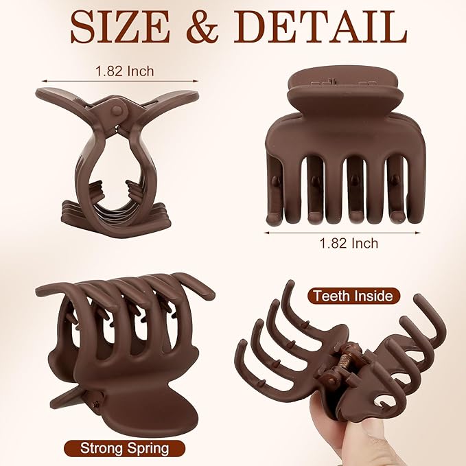 Sisiaipu 12Pcs Hair Clips for Women 1.8 Inch Small Claw Clips for Thin Hair Medium Hair Claw Clips for Thick Hair Accessories for Women Girls (Brown)
