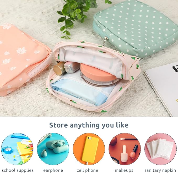 Vin Beauty 3Pcs Pad Bag for Sanitary Napkins, First Period Pouch Portable Menstrual Pad Pouch Feminine Menstruation Bag for Women for School