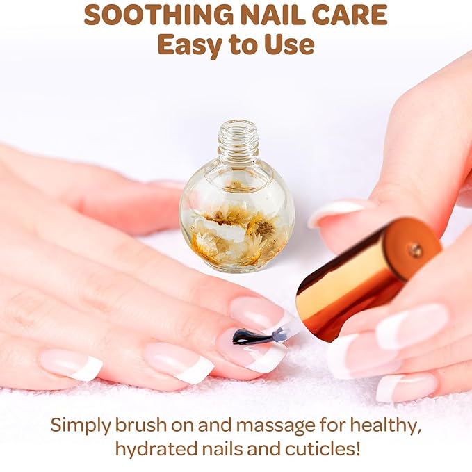 Cuticle Oil, Coconut Cuticle Nail Oil Infused with Real Flowers 15ml