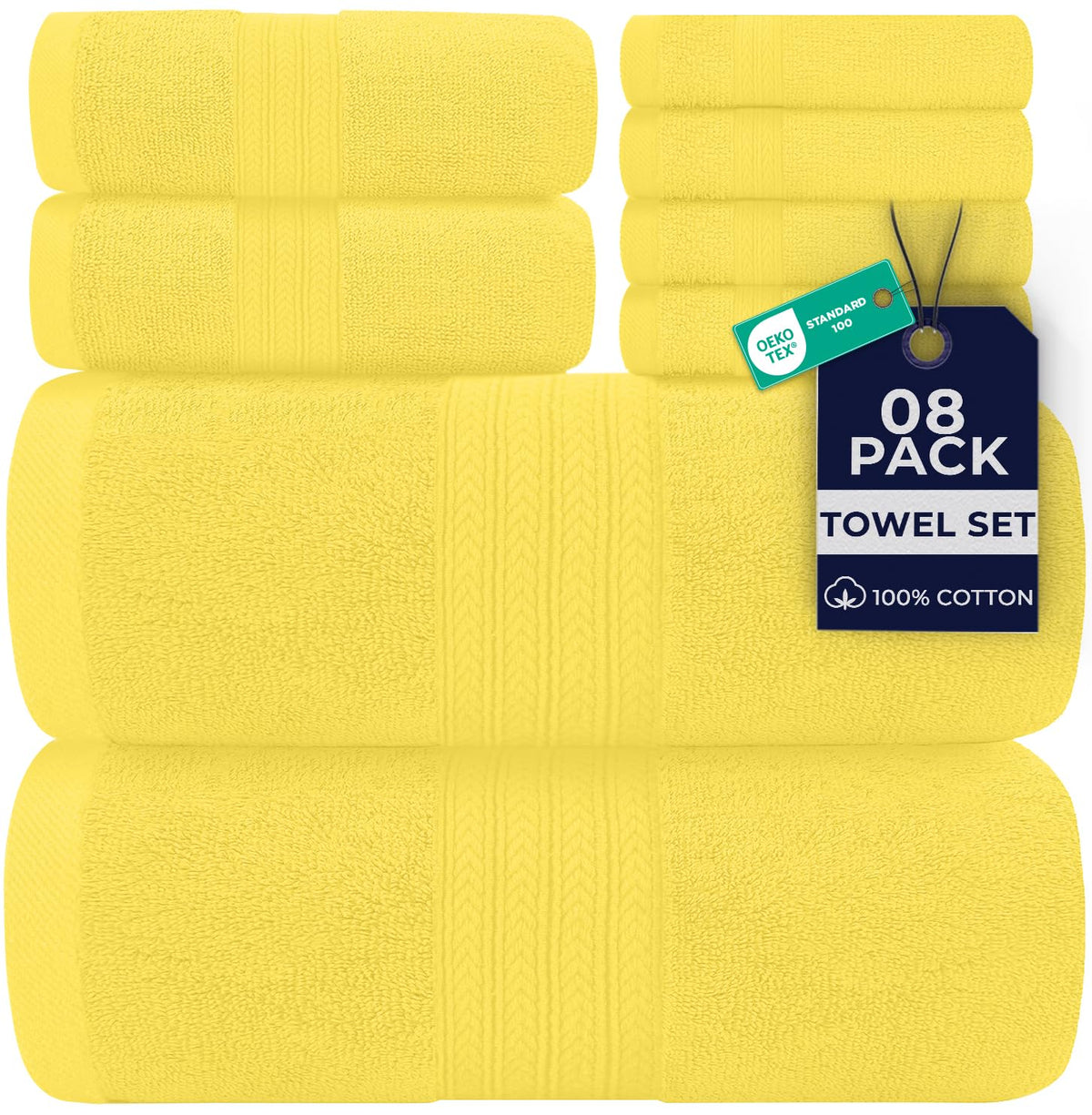 DAN RIVER 8 Piece Luxury Bath Towels for Bathroom, Towel Set, Blue Opal