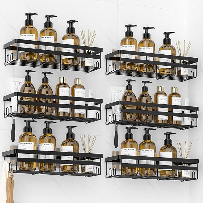 WOWBOX 2 Pack Adhesive Shower Caddies, No Drill Bathroom Shelves