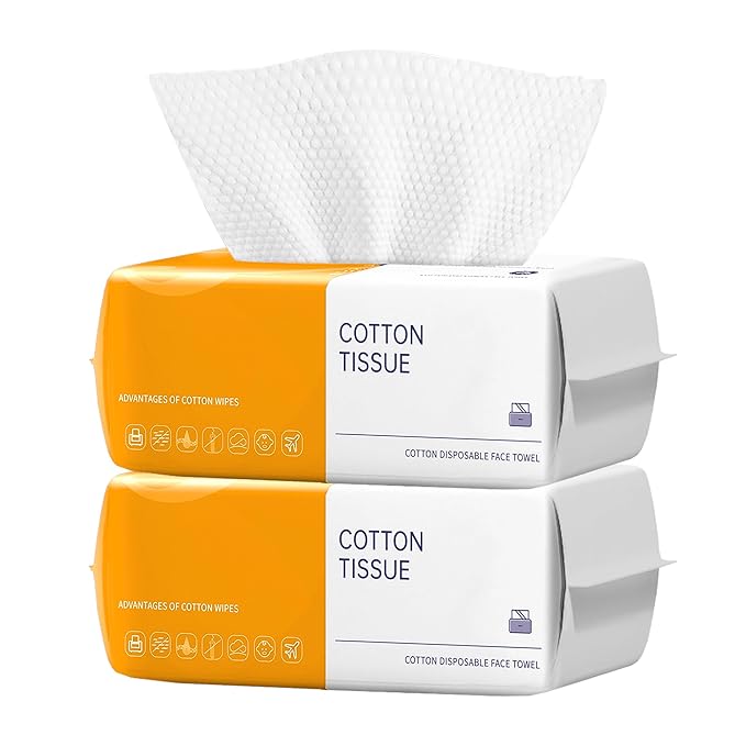 2 Pack Face Towels Disposable,100 Count Ultra Thick Disposable face towels Facial Wash Cloth for Sensitive Skin, Face Clean Towels, Lint- free Facial Tissue