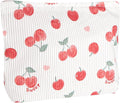 Ksriylm Cute Makeup Pouch for Women Cherry Small Make Up Bag for Purse Zipper Initial Cosmetic Bags Pouches for Purse Aesthetic Travel Toiletrybags, Red Cherries