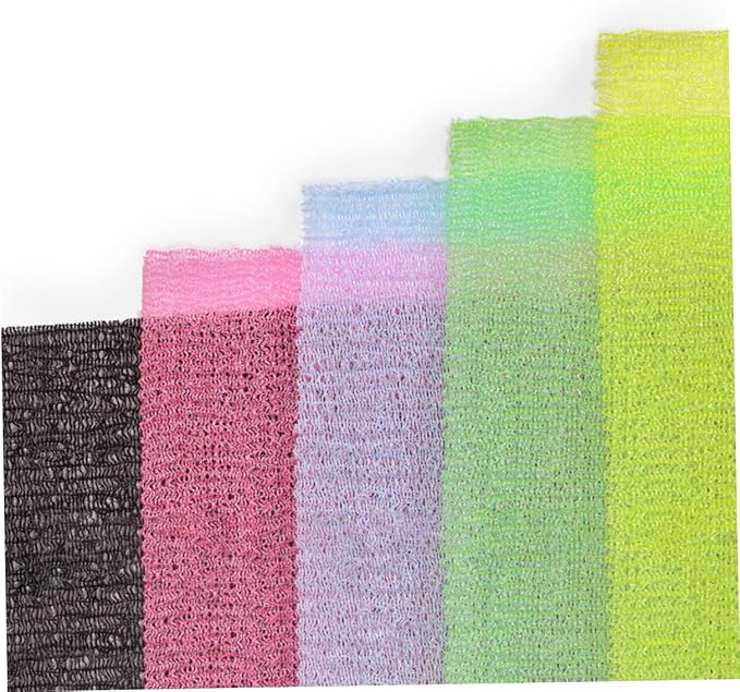 BIUDECO 5Pcs Exfoliating Back Scrubber Strap Body Washer for Healthy Skin Long Belt Bathing Accessory Promotes Circulation Enhances Shower Experience Random Colors Random Color