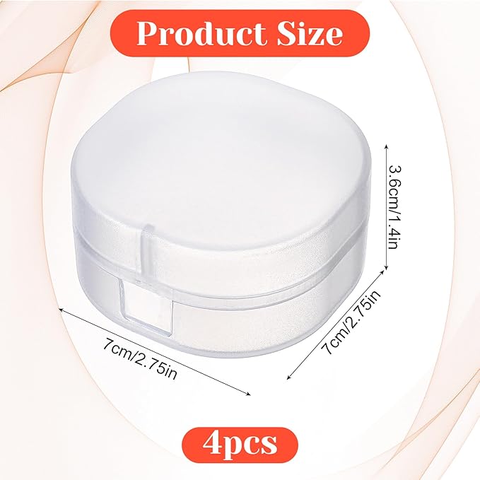 DOPENSPI 4PCS Portable Travel Cotton Pad Holder, Plastic Cosmetic Cotton Pad Holder Travel Sealed Container for Makeup Remover Cottons Ball Storage Box for Small Items Travels