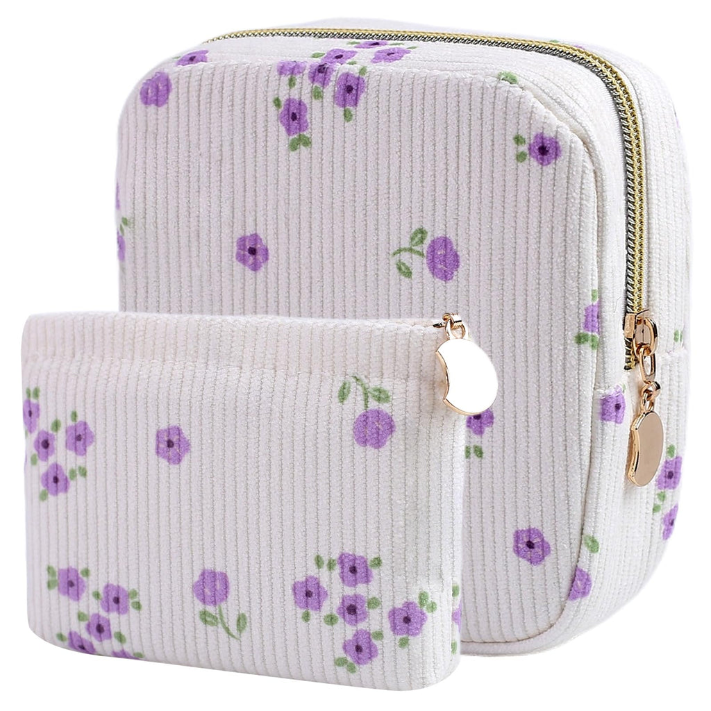 Teircno 2-Pack Period Bag for Women Girls, Portable Corduroy Sanitary Napkin Storage Bag Period Pouch Small Discreet Menstrual Pouch, Sanitary Pads Bag Period Kits Tampons Holder for First Period