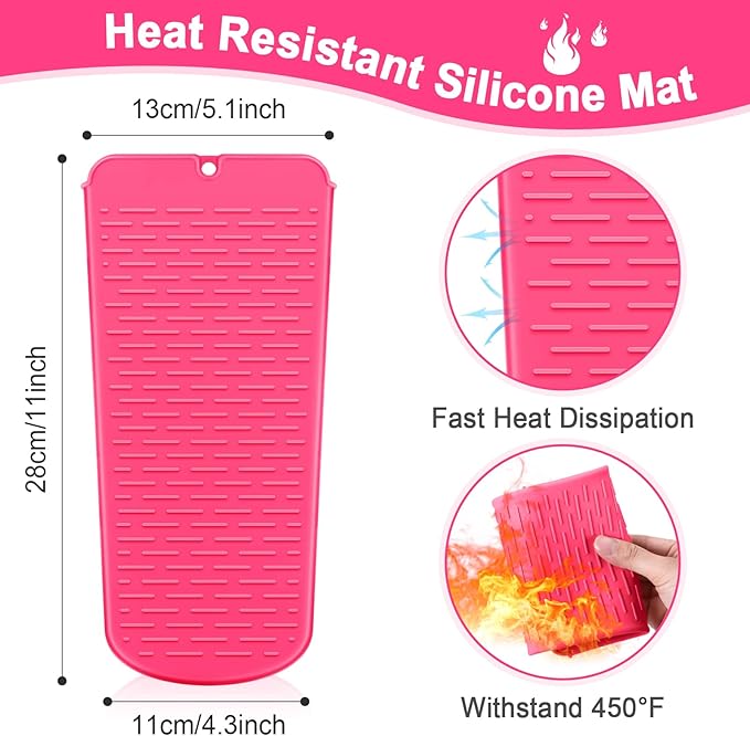 Shappy 2 Pcs Heat Resistant Hair Tools Bag Curling Iron Travel Case Cover Neoprene Flat Iron Holder Travel Case and Silicone Mat Pouch for Hot Hair Tools Storage Organizer(Solid Style)