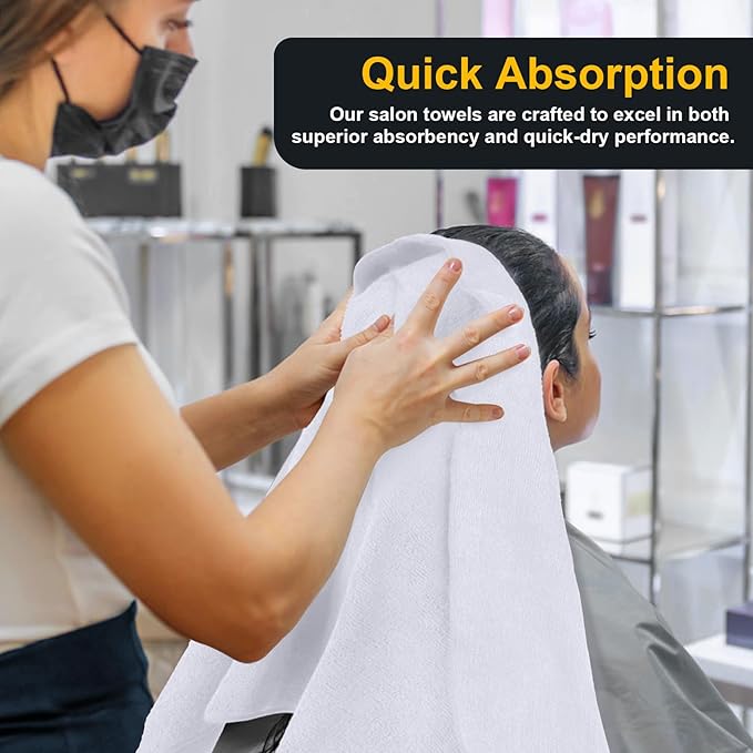 UNIMADE Salon Towels 24 Pack, Super Soft Microfiber Hand Towel, Highly Absorbent Hair-Drying Cloth for Gym, Bath, Spa Use and Home Beauty Care - White (16x29 inch)