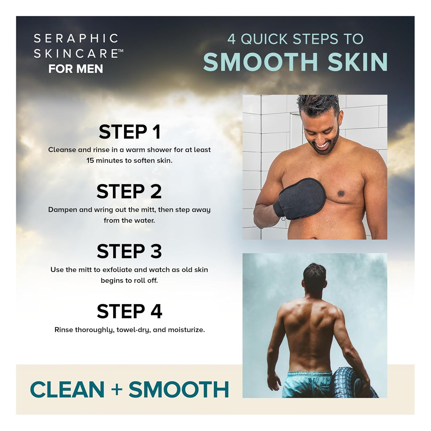 Seraphic Skincare Ultimate Body Exfoliating Mitt for Body, Exfoliating Glove & Body Scrubber for Shower Use, Deep Body Exfoliation, Dead Skin Removal & Self Tanner Washcloth
