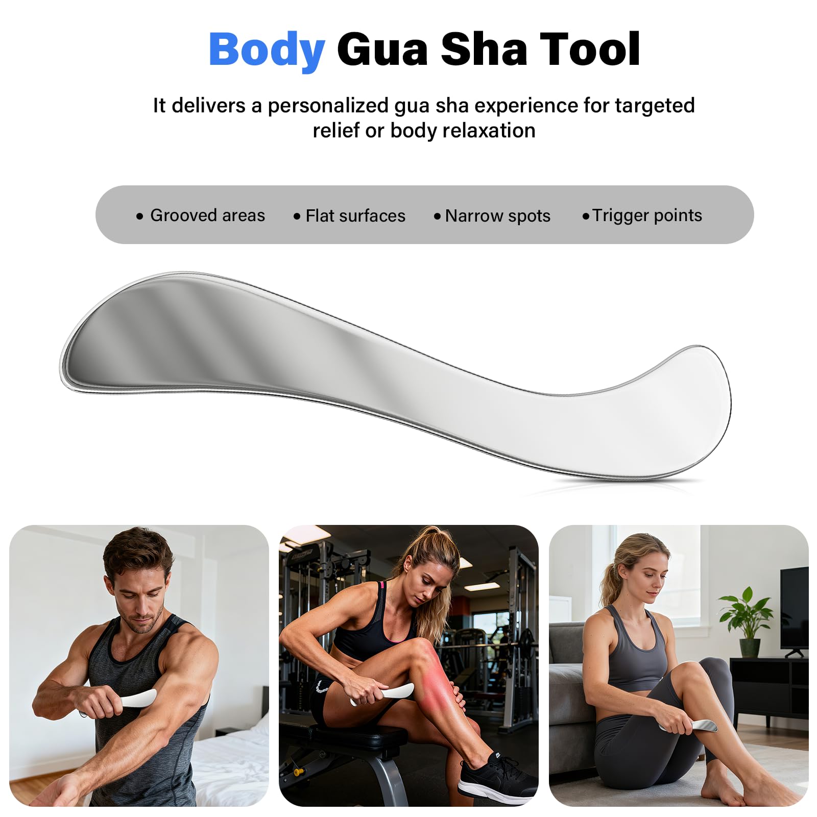304 Stainless Steel Guasha Muscle Scraper Set, 5 in 1 Gua Sha Massage Kit and Derma Edge Scraping Tools for Physical Therapy- Deep Tissue Massage Scraper Tool for Body and Face Relaxation (Brown)