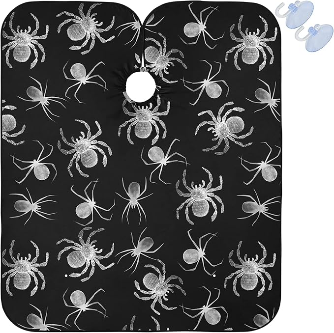 visesunny Barber Cape Spider Animal Polyester Hair Cutting Salon Cape Apron Anti-Static Haircut Water-Resistant Shaving Cloth Beard Shaving Bib Hairdressing Cape