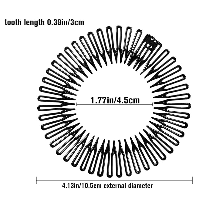 Shappy 9 Pieces Full Circular Stretch Comb Flexible Plastic Circle Comb Stretch Hair Headband Hairband Holder for Women Girls, 3 Colors(Black, Coffee, Tortoise Shell)