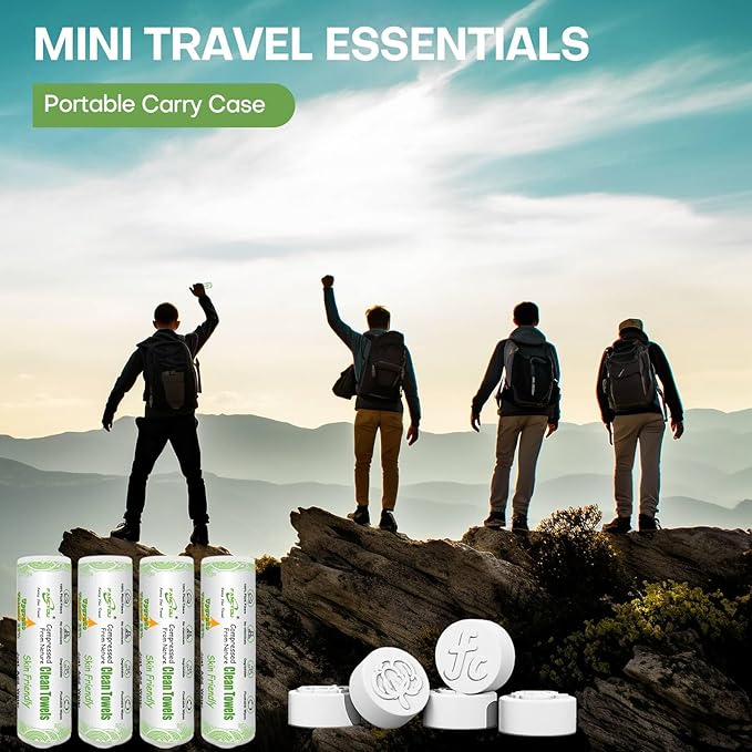 1000Pcs Compressed Towel Mini Tablets Disposable Face Towelette with 4 Cases, Coin Tissue Facial Cleansing Towels Washcloths for Travel Home Hand Wipes, Camping, Hiking, Outdoor, Ultra Soft and Thick