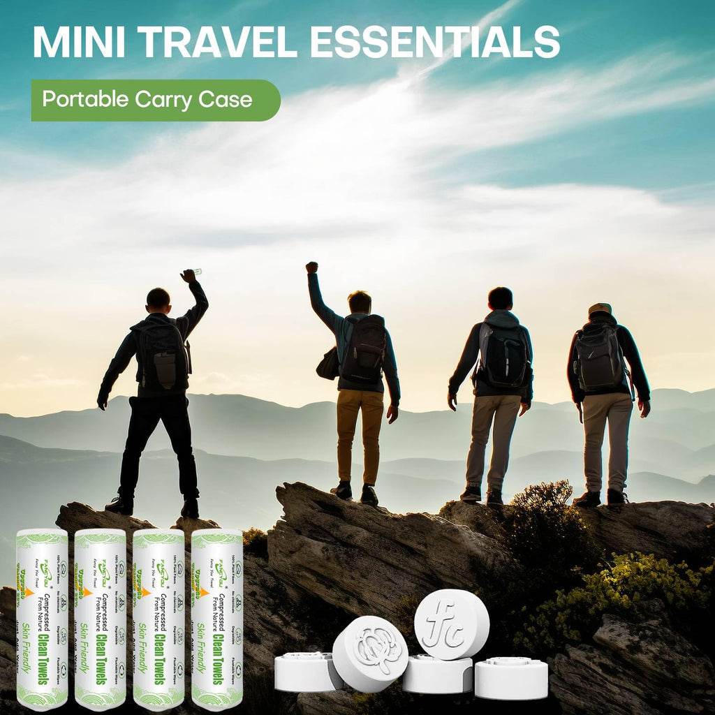 1000Pcs Compressed Towel Mini Tablets Disposable Face Towelette with 4 Cases, Coin Tissue Facial Cleansing Towels Washcloths for Travel Home Hand Wipes, Camping, Hiking, Outdoor, Ultra Soft and Thick