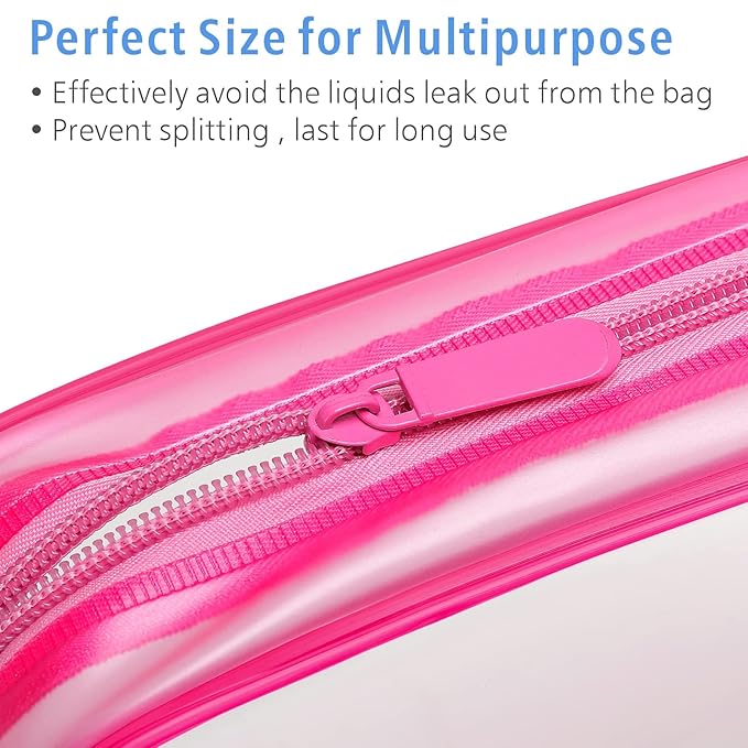 PACKISM Clear Makeup Bag for Travel - TSA Approved Toiletry Bag, Hot Pink