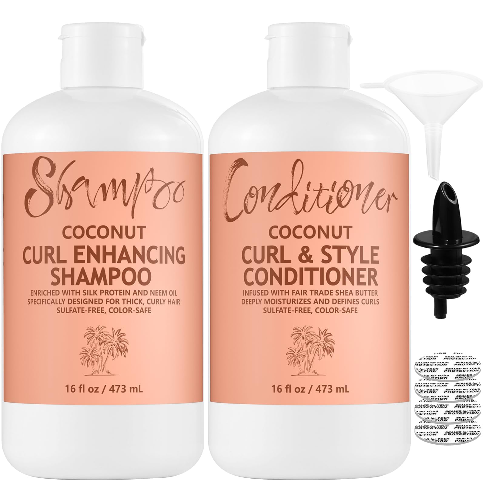 SpareCruise Hidden Liquor Shampoo Bottles for Cruise – 2 Pack 16oz Leak-Proof Refillable Alcohol Flasks with Funnel & Pour Spout | Discreet, for Beach & Vacation﻿
