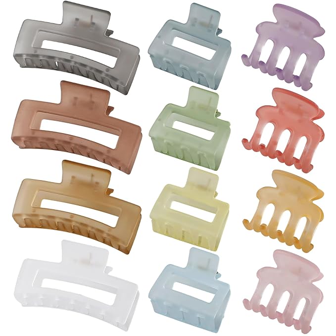 SMKSL 3 Styles Hair Clips for Women Small Medium Big Claw Clips for Thin Thick Hair 12 Pcs Hair Claw Clips Hair Clips Combination Hair Accessories for Women (Ice Cream)
