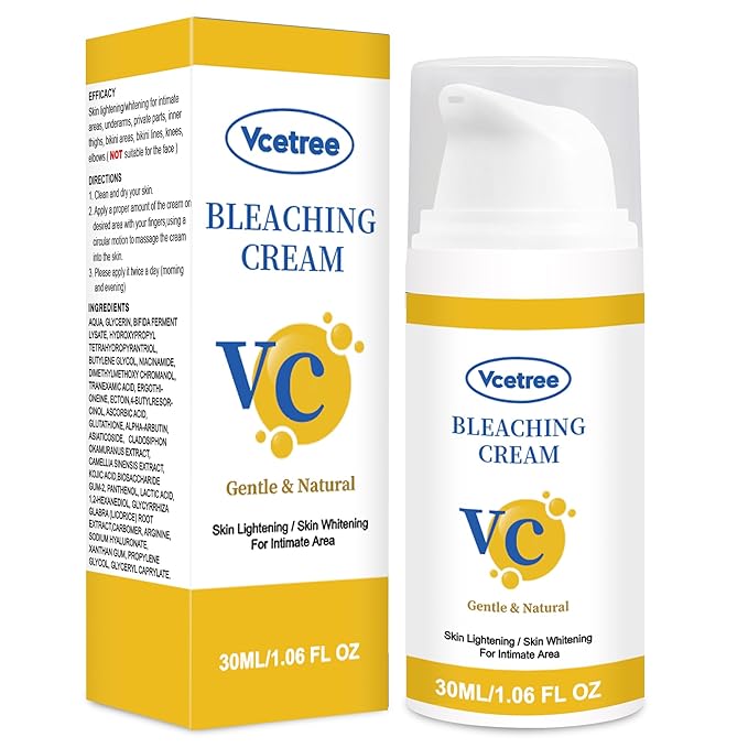 Vcetree Skin Bleaching Cream Skin Lightening for Body Intimate Areas, Private Parts, Underarm, Knees, Elbows, Inner Thigh, Bikini Area, Whitening Cream Dark Spot Remover For Intimate Areas (1FL OZ)