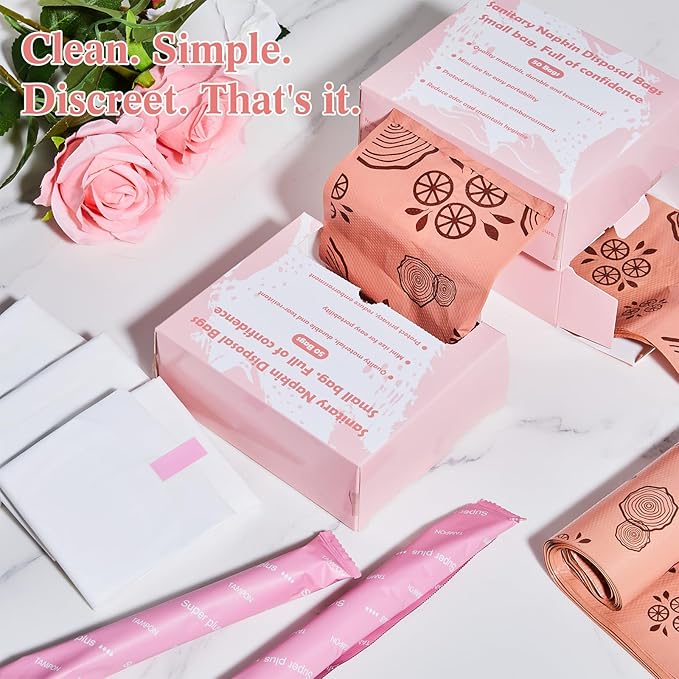 Maitys 300 Pcs Disposable Bags for Sanitary Pads Personal Care Disposal Bags Fragrance Small Discreet Diaper Sacks for Tampons, Pads, Liners, Condoms & More