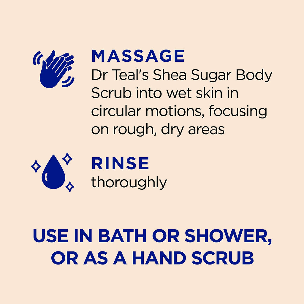Dr Teal's Shea Sugar Body Scrub, Citrus with Essential Oils & Vitamin C, 19 oz (Pack of 3)