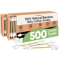 Jenvita 100% Bamboo Cotton Swabs for Ears (500-Pack) - Perfect for Baby & Personal Care | Double-Tipped Ear Swabs Cotton for Makeup & Cleaning | FSC Certified & Hypoallergenic, Made for All Ages & Pet