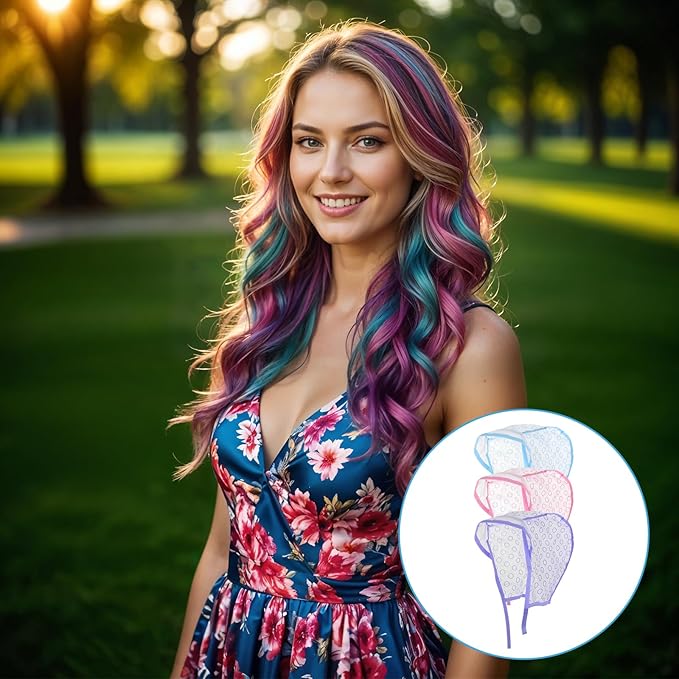 6 Pcs Highlight Cap And Hook Kit Hair Cap For Highlights Multi-Color Hair Highlighting Caps With Hair Dye Brush And Hook Highlight Hair For Home Use Salon Hair Dyeing Hairdressing