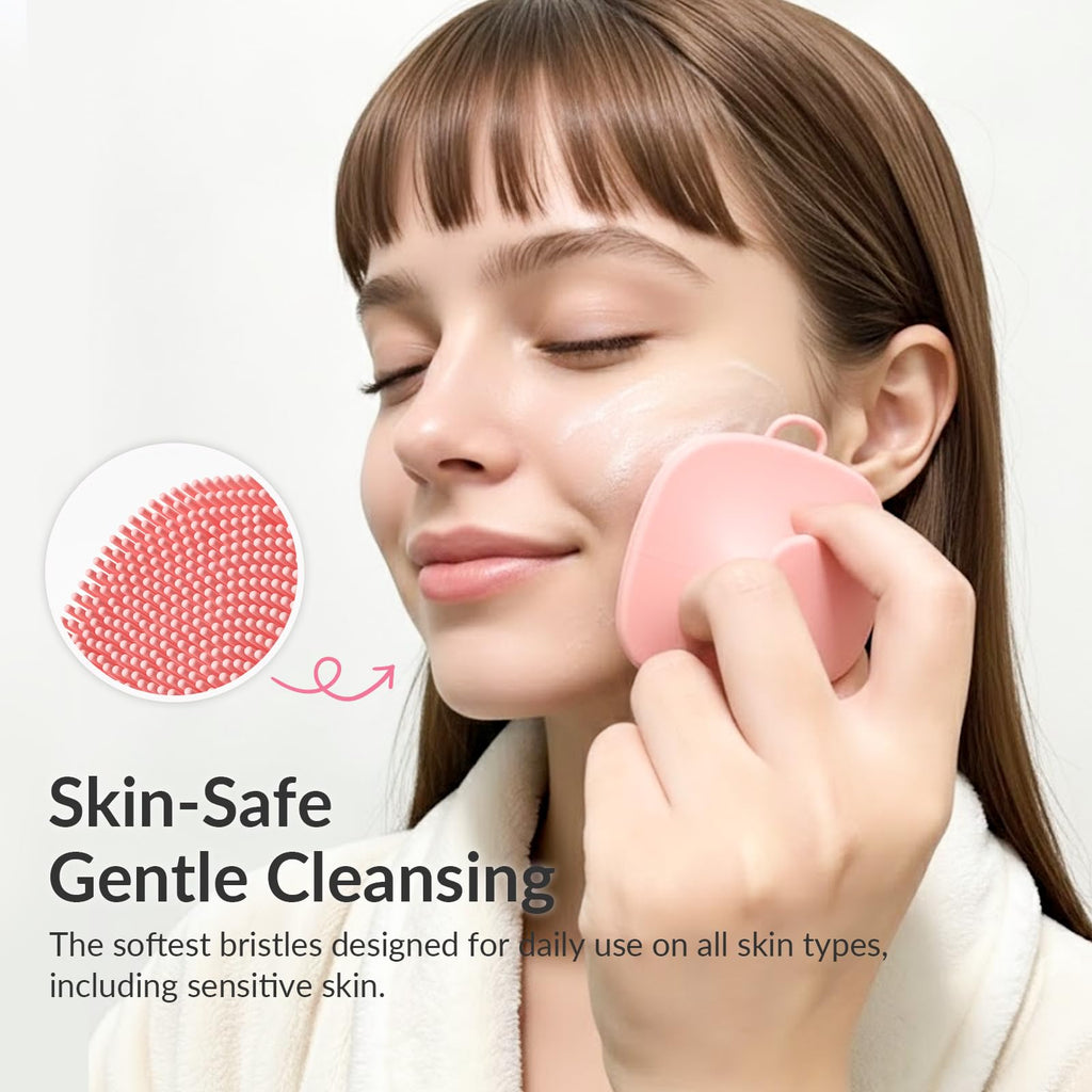 2 Pack Face Scrubber,Silicone Facial Cleansing Brush for Men & Women,Reusable Gentle Facial Waterproof Cleansing Skin Brush Exfoliating Scrubber for Sensitive Skin (Black/Pink)