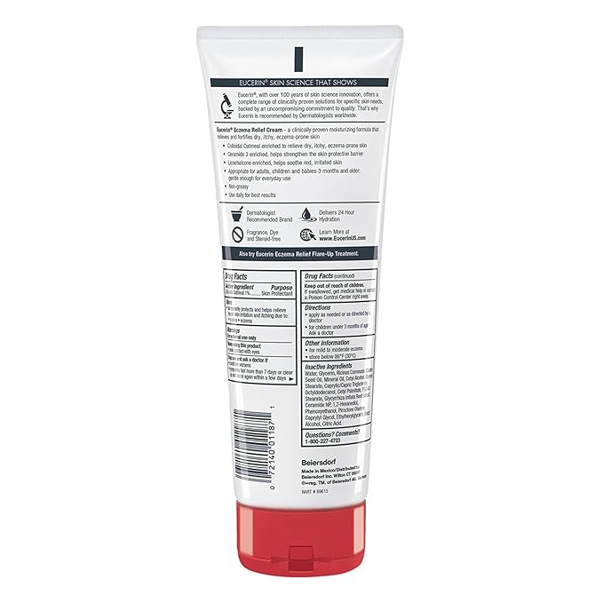 Eucerin Eczema Relief Body Cream, Colloidal Oatmeal Enriched, Steroid Free Eczema Cream, 8 OZ Tube