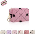 Playexen Mini Cosmetic Bag, Corduroy Small Makeup Bag for Purse, H-Pink