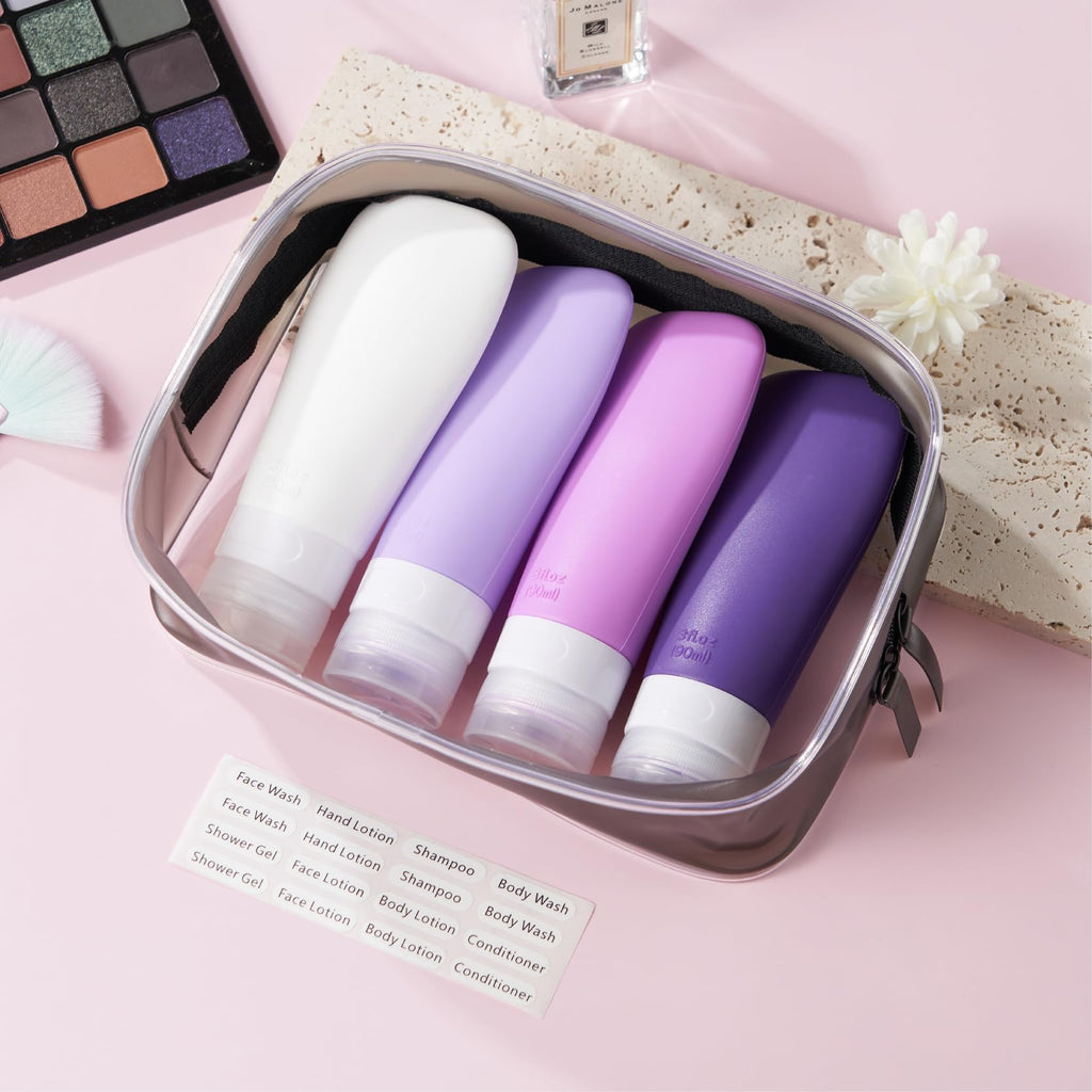 INSFIT Travel Bottles for Toiletries, TSA Approved 3oz Travel Size Toiletries, Leak Proof Travel Containers for Toiletries, BPA Free Refillable Airplane Essentials for Shampoo Lotion Body Wash