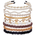LYroo Cute Pearl Headbands Beaded Headband Metal Head Bands No Slip Fashion Hair Accessories for Women Girls,10 Pack