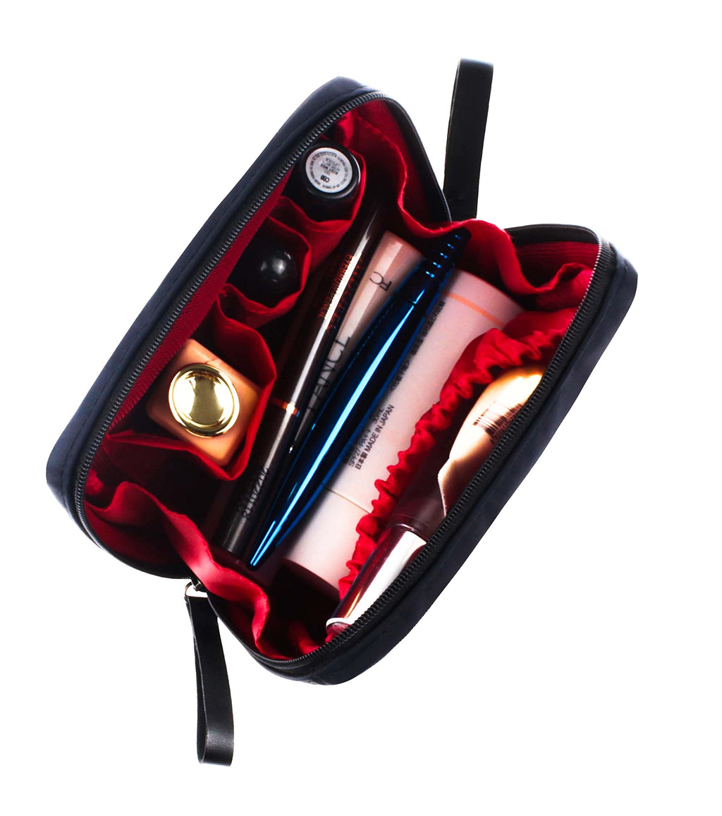 Kososuru Small Makeup Bag for Purse Portable Waterproof Cosmetic Bag Travel Makeup Pouch for Women (Inner red, Square)