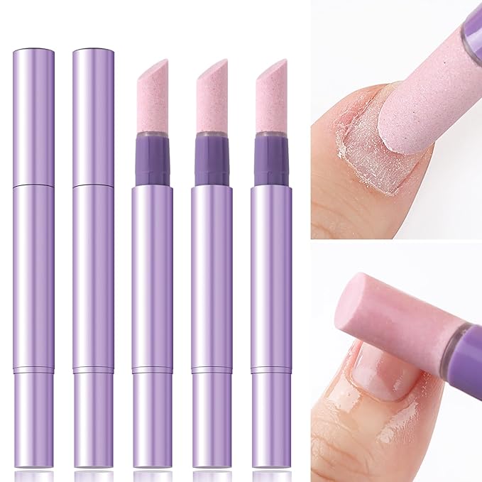 Furtherpretty 5PCS Cuticle Oil Pusher Pen Set, 2-in-1 Ceramic Cuticle Pushers with Oil for Nail Repair, Hangnail & Dry Cuticle Removal, Nail Care Pens for Manicure & Pedicure, Professional Salon Tools