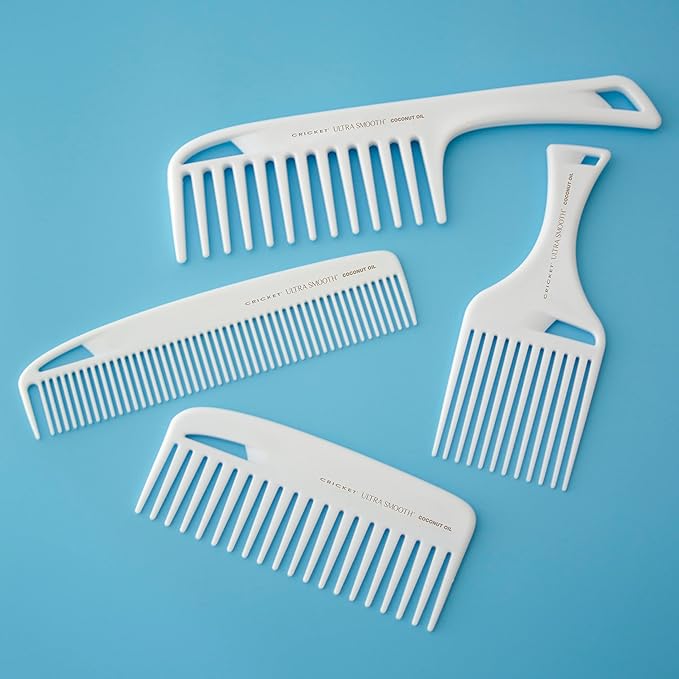 Cricket Ultra Smooth Coconut Hair Pick Comb - Infused with Coconut Oil & Keratin for Frizz-Free Shine and Volume, Ideal for Curly, Thick, and Textured Hair