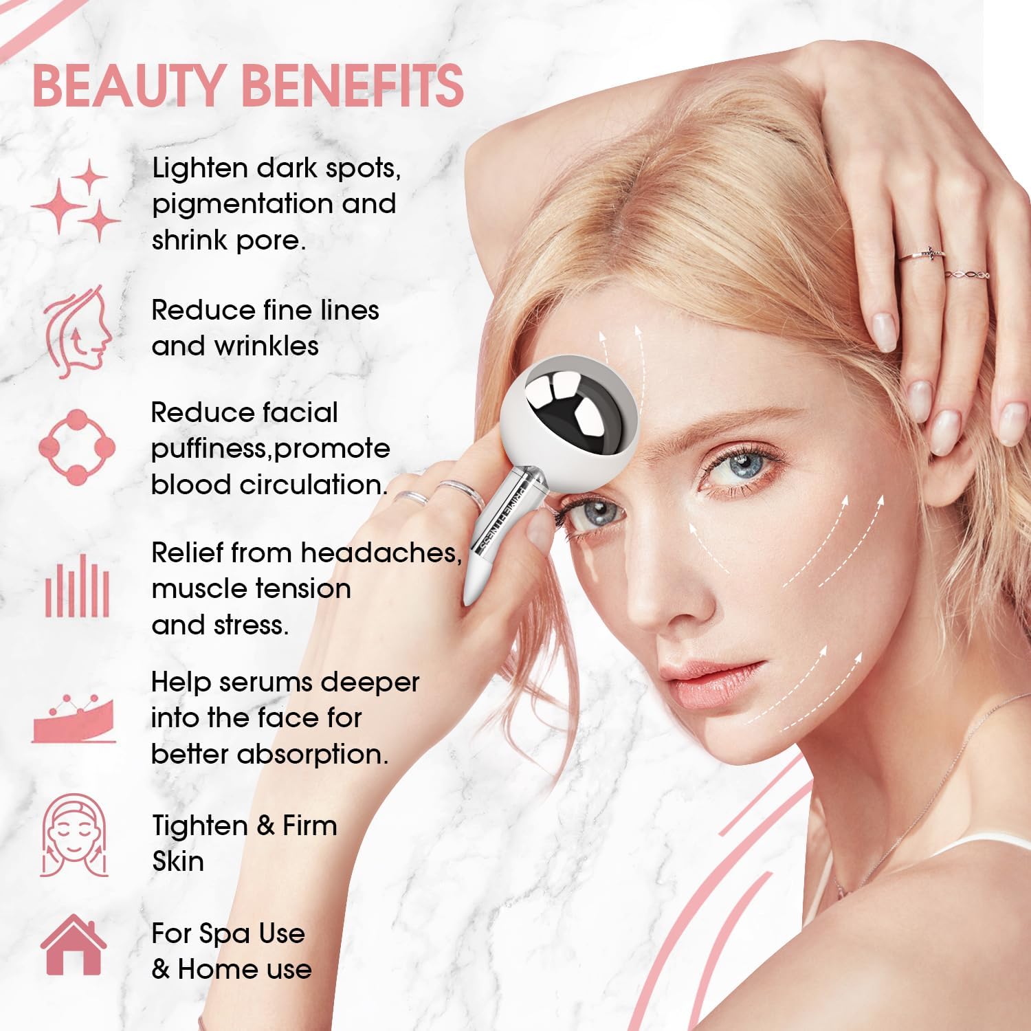 PRIME Fitness Ice Globes for Facials | Unbreakable Steel Cooling Roller | Cryo Sticks for Face | Massager for Face Neck & Eyes | Skin Care for Dark Circles, Puffiness, Wrinkles, (Silver)