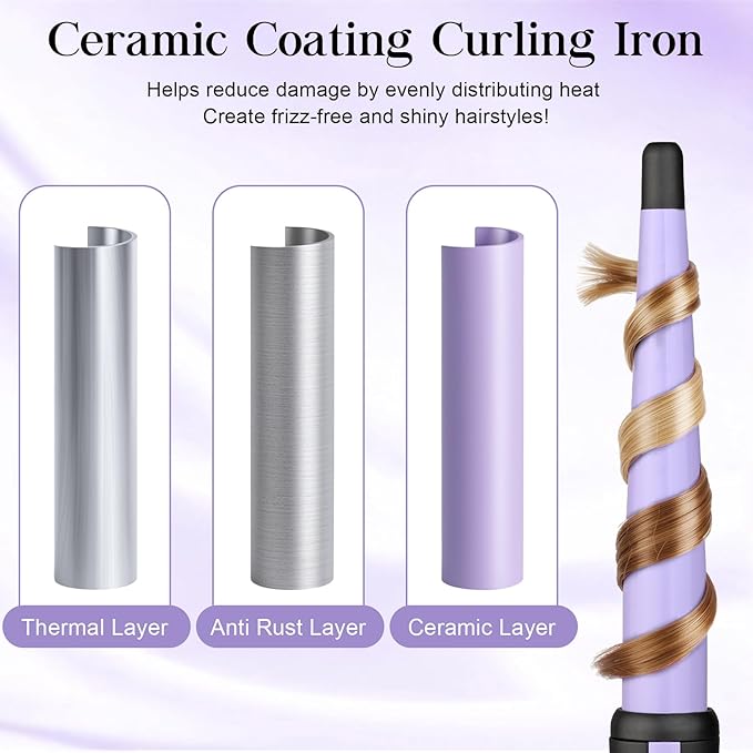 Hair Curling Iron,Curling Wand 0.5-1",210℃ for Classic Curls&Natural Waves