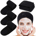 Whaline Spa Headband 4 Pcs Black Makeup Hair Band Facial Head Wrap Hair Tie