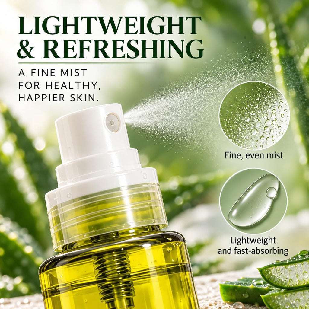 BioMiracle 98% Organic Aloe Vera Mist (3.9 oz) - Cooling Relief for Sunburn, Dry or Irritated Skin, Hydrating Spray with Vitamins C & E, 3-Pack