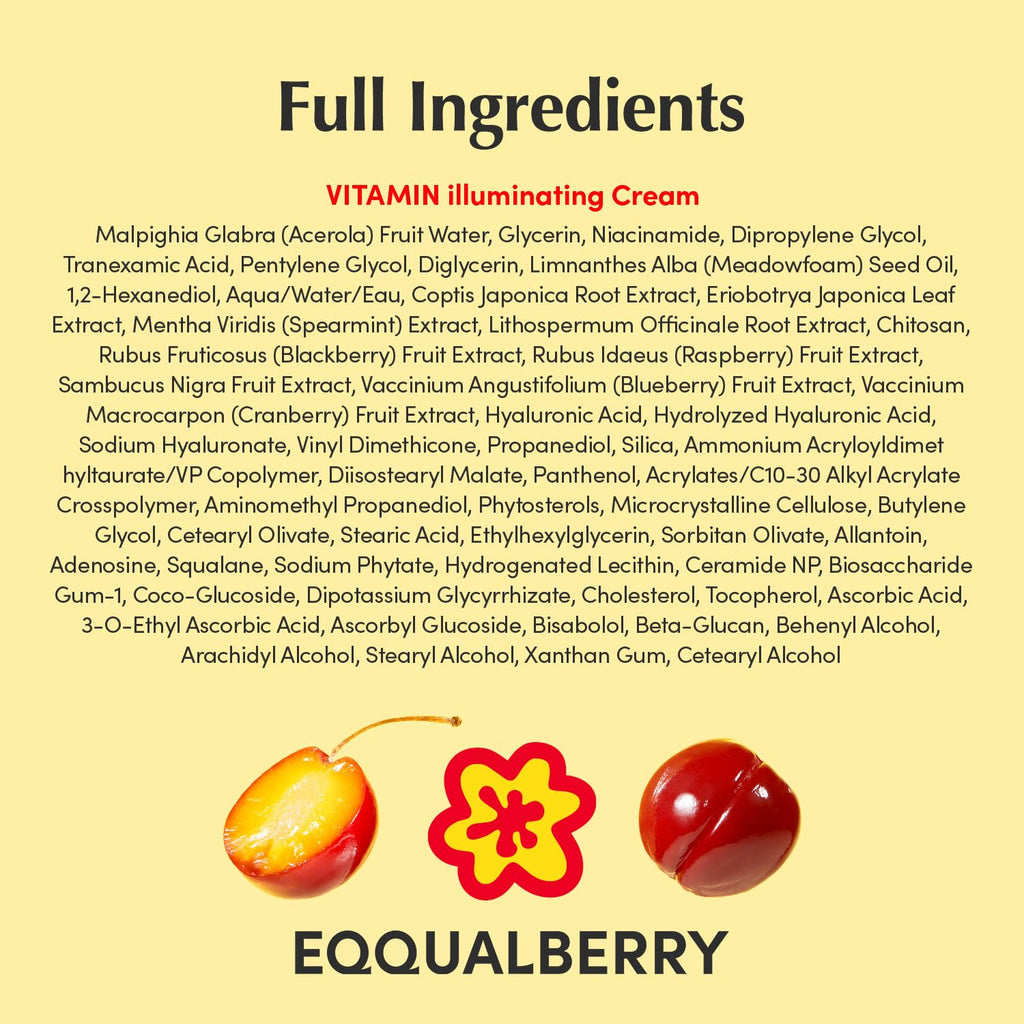 EQQUALBERRY Vitamin Illuminating Cream | Vitamin C & 5% Niacinamide+3% TXA | Dark Spots & Ceramide Barrier Strength Face Moisturizer | Glowy, Lightweight Hydration | Korean Skincare (1.69 fl.oz/50ml)