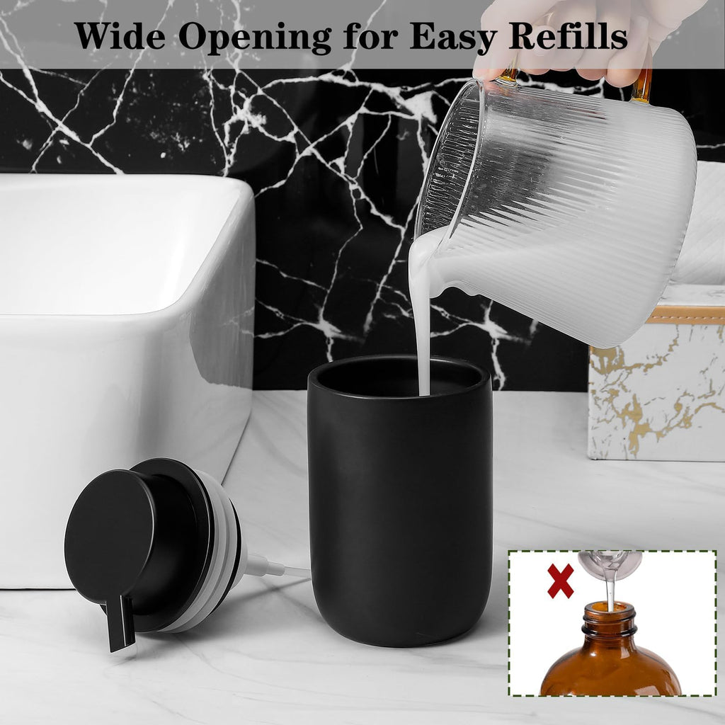 Foaming Soap Dispenser, Thick Ceramic Pump Bottles, Black